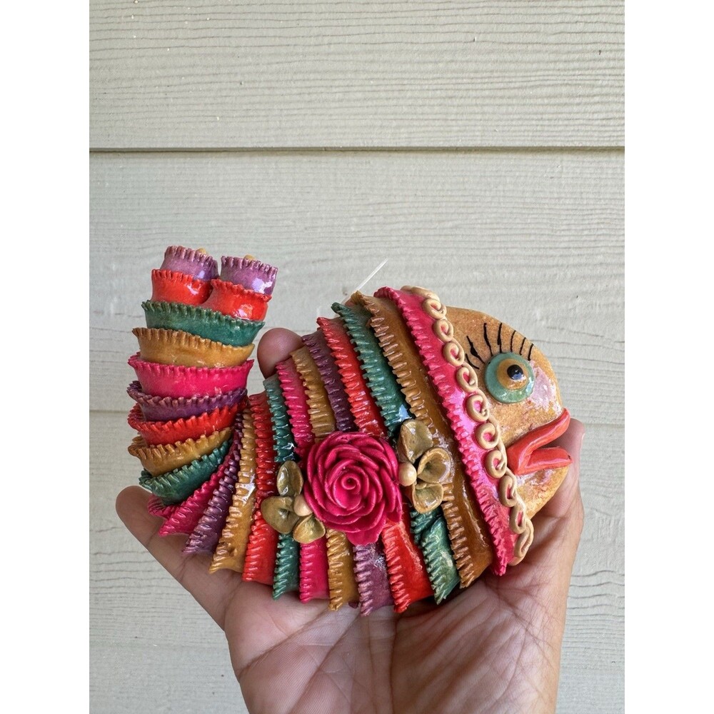 Handmade Colorful Pasta/marzipan Art Fish Wall Hanging